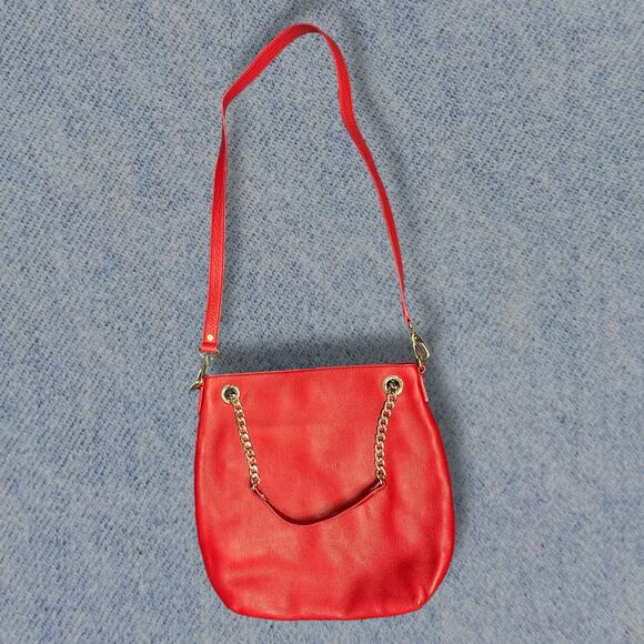 Michael Kors Red Leather Chain Tote Bag with Adjustable Strap - Picture 5 of 6
